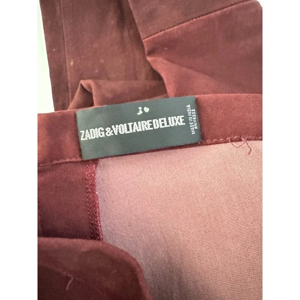 Zadig & Voltaire Deluxe Pharell Deluxe Lamb Leather Maroon Leggings Pants